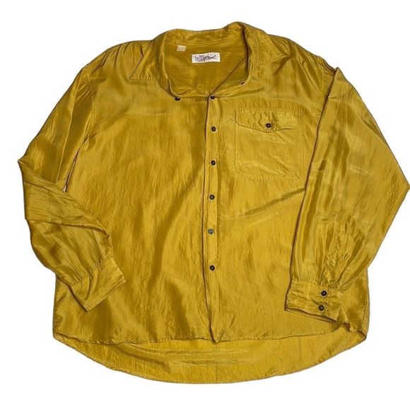 Vintage Other - Vintage Paola Negrato Sportivo Yellow Silk Button Down Shirt Large
